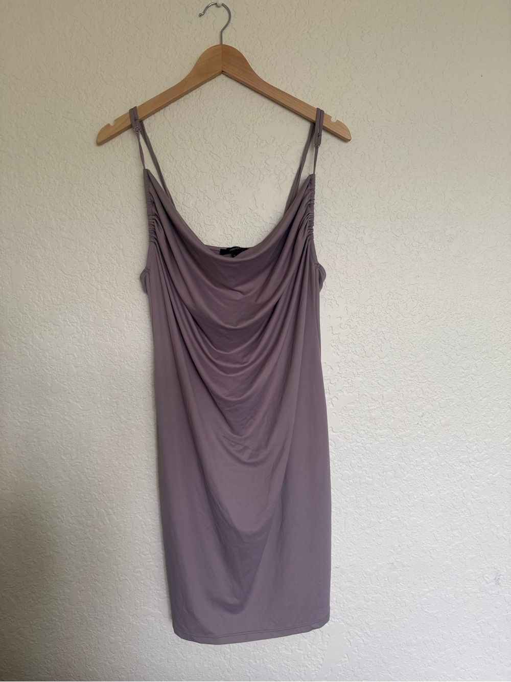 Draped Spaghetti Strap Dress L - Purple
